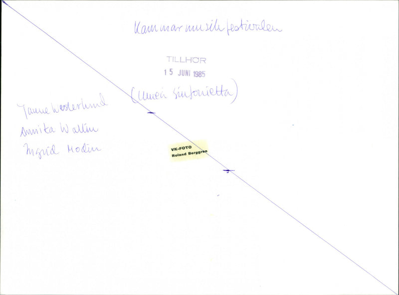 1985 MUSIC GROUPS UMEA SINFONIETTA BERGGREN WALLIN CHAMBERS MODIN PHOTO XUMEN WES - Vintage Photograph