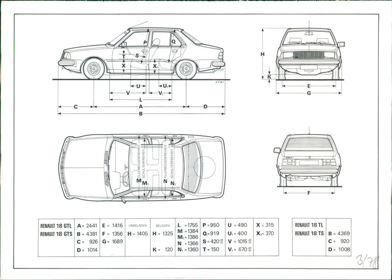 Renault 18 drawing - Vintage Photograph