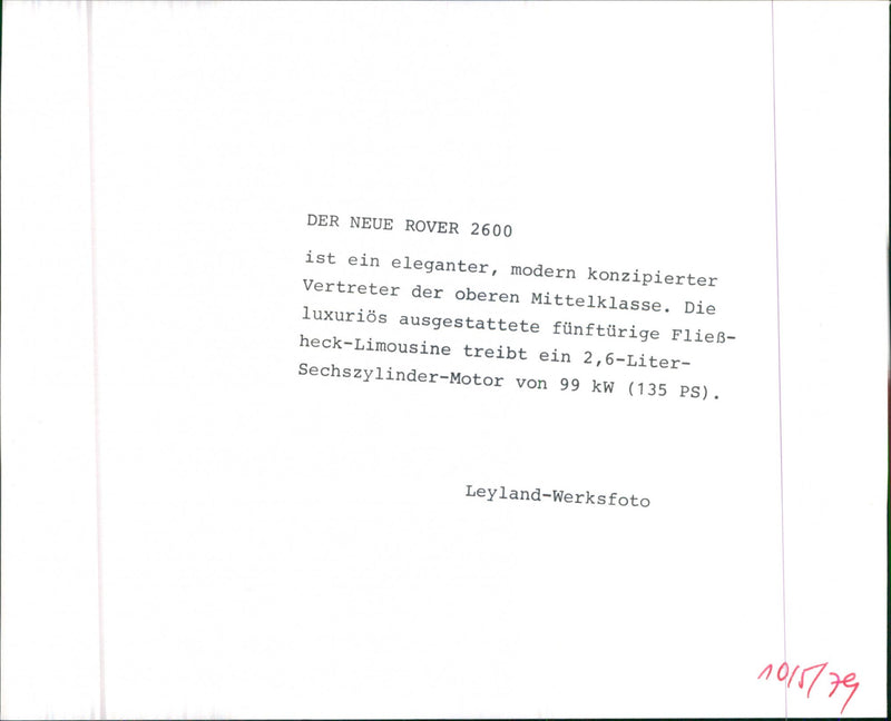 A side-view of Rover 2600 - Vintage Photograph