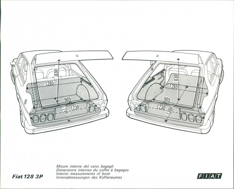 Fiat 128 3p drawings - Vintage Photograph