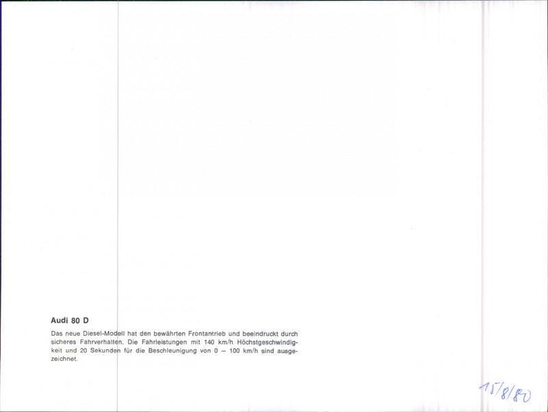 Audi 80 D - Vintage Photograph