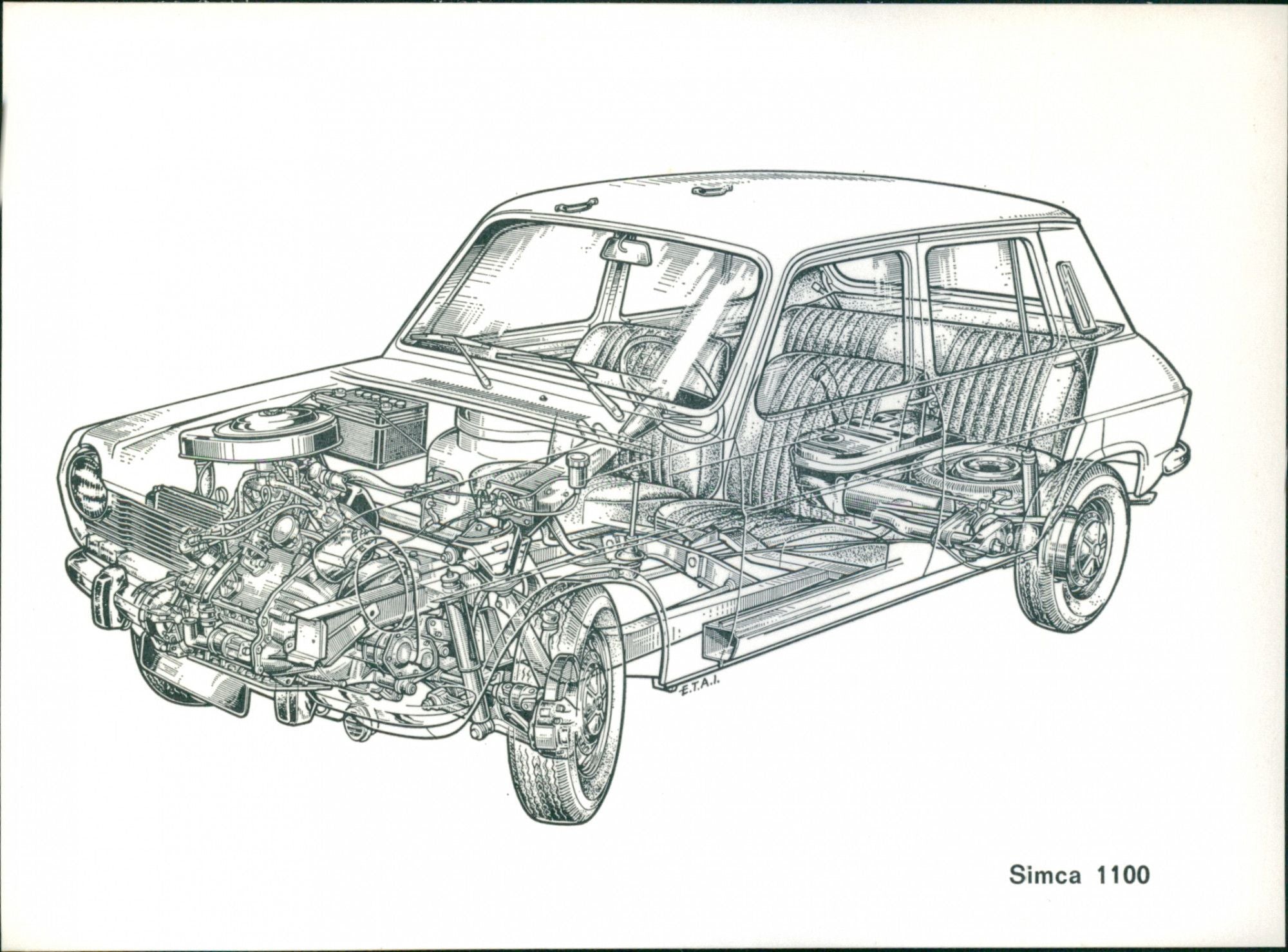A cross-section view of Simca 1100 - Vintage Photograph