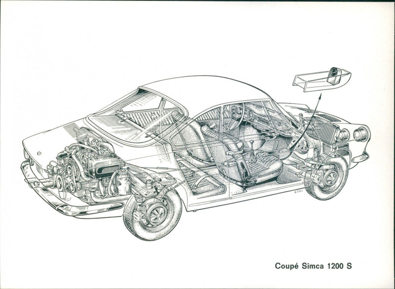 A cross-section view of Simca 1200 S - Vintage Photograph
