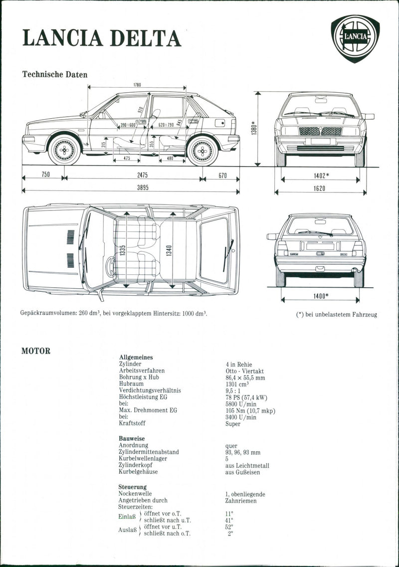 Lancia Delta's technical specifications - Vintage Photograph