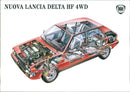 Lancia Delta HF 4WD's technical drawing - Vintage Photograph