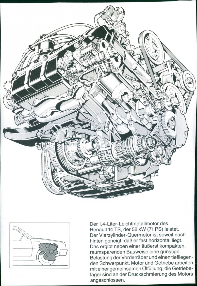 Renault 14 TS, Light-Alloy Engine - Vintage Photograph