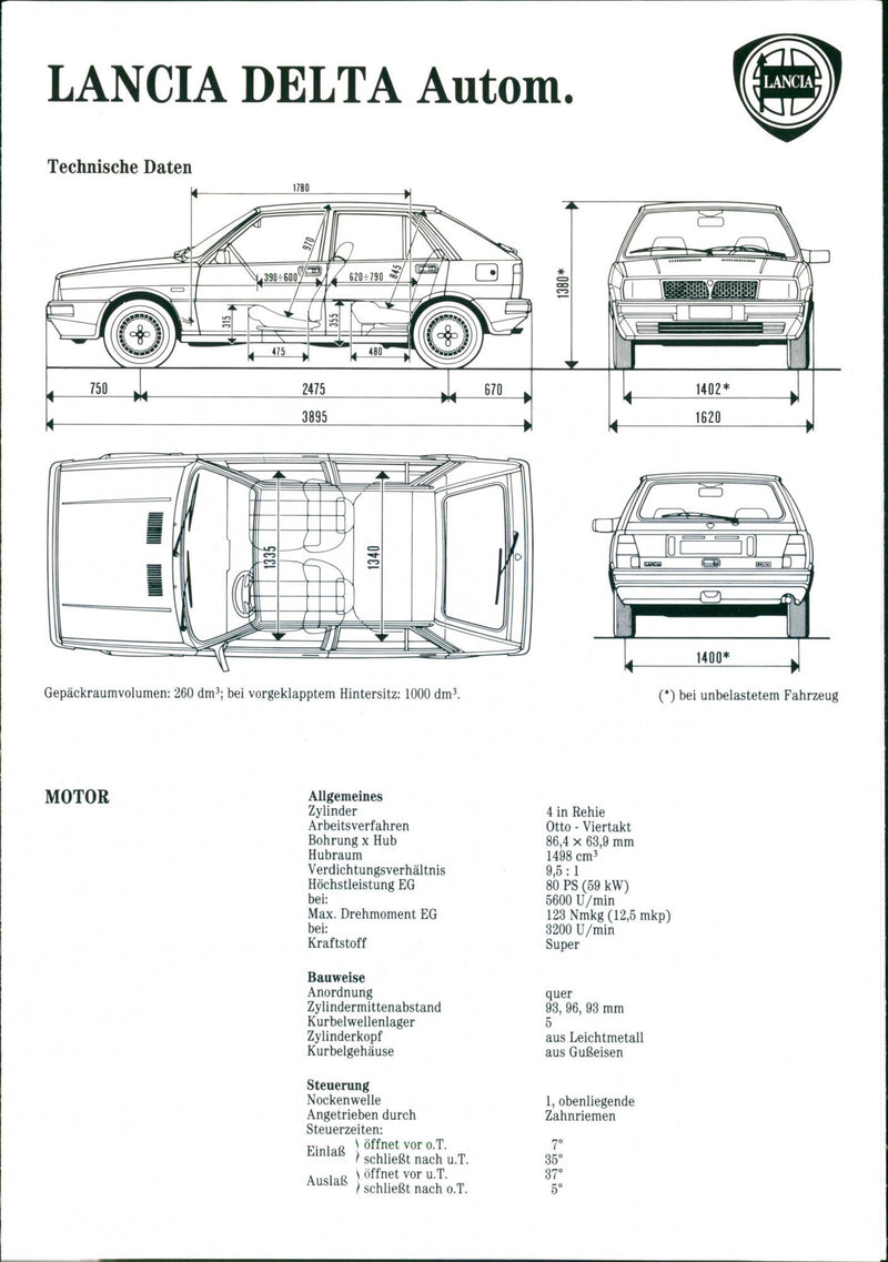 Lancia Delta Autom's technical specifications - Vintage Photograph