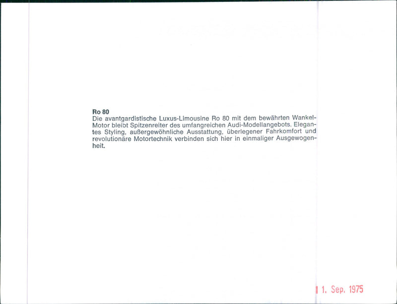 NSU Ro 80 - Vintage Photograph