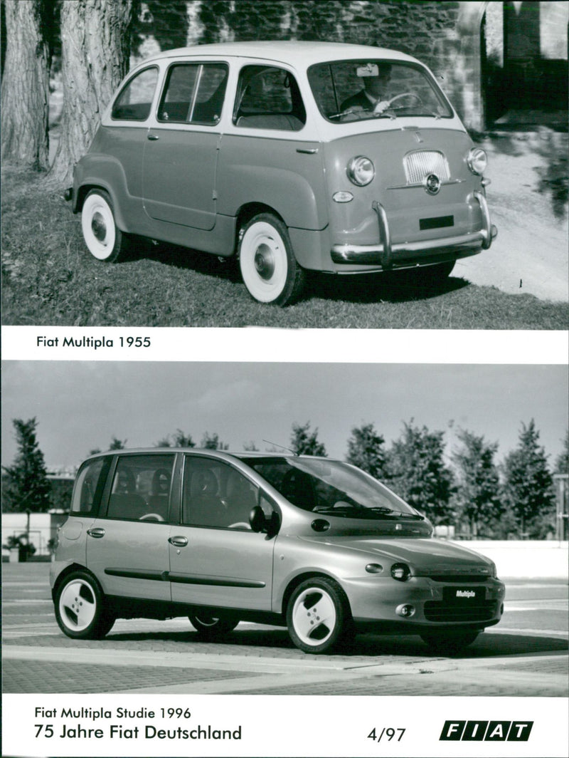 Fiat Multipla 1955 and Fiat Multipla Studie 1996 - Vintage Photograph