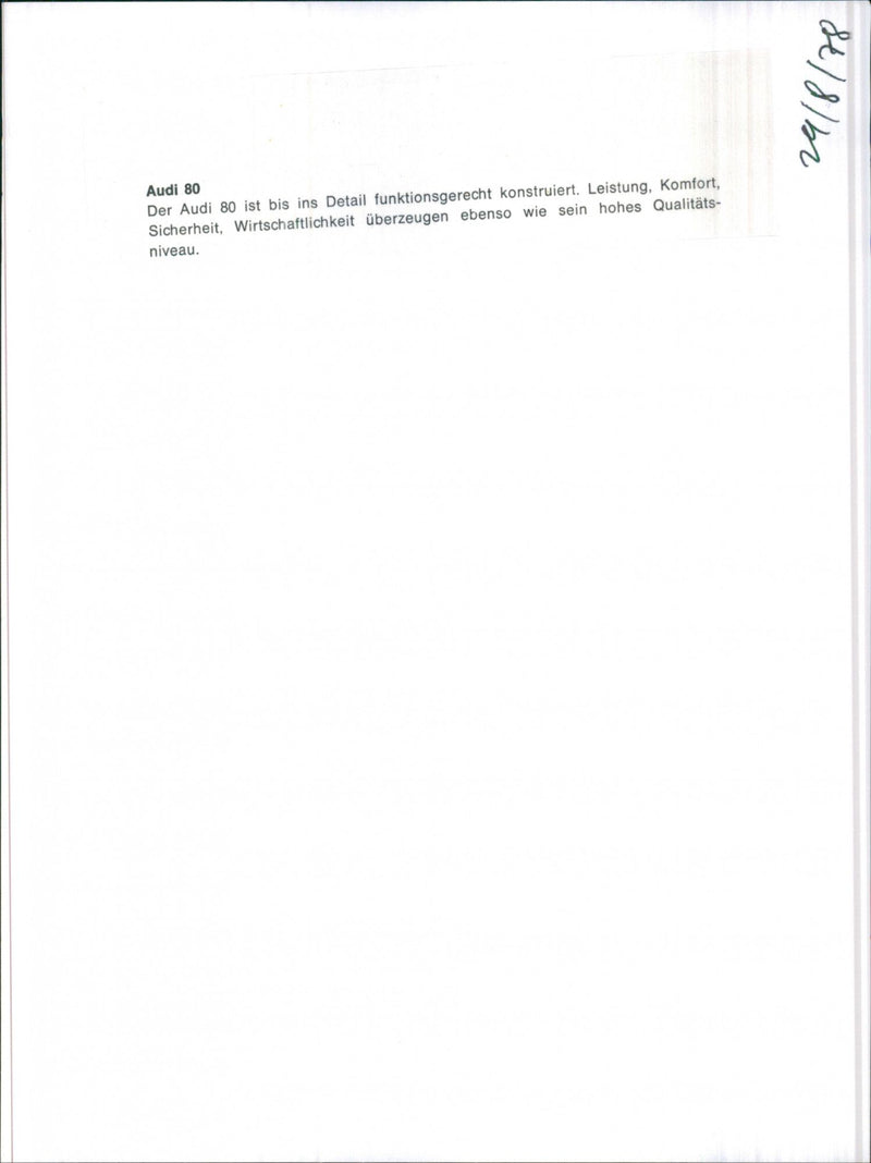 Audi 80 - Vintage Photograph