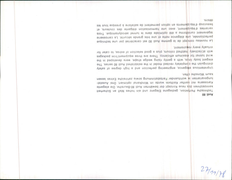 Audi 80 - Vintage Photograph