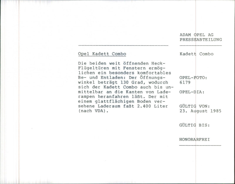 Opel Kadett Combo - Vintage Photograph