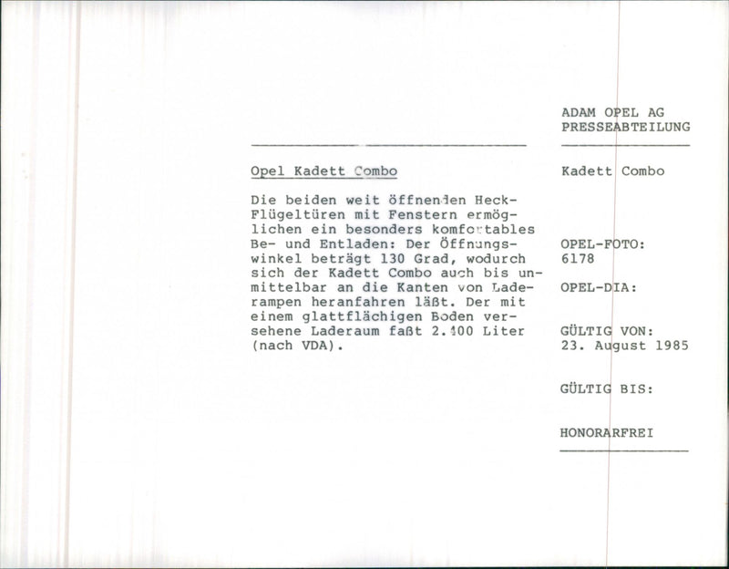 Opel Kadett Combo - Vintage Photograph