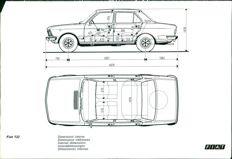 Fiat 132 Internal Dimensions - Vintage Photograph