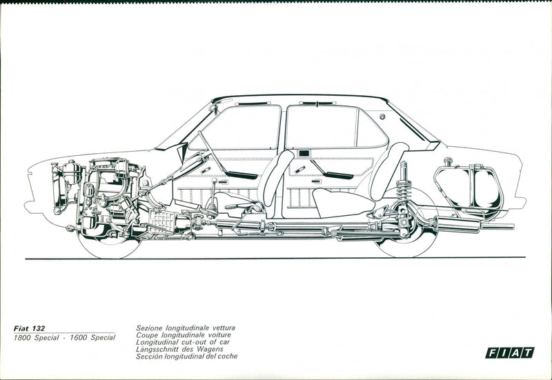 Fiat 132 Longitudinal Section - Vintage Photograph