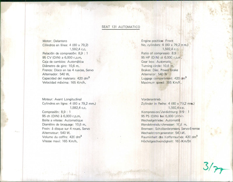 Seat 131 Automatico - Vintage Photograph