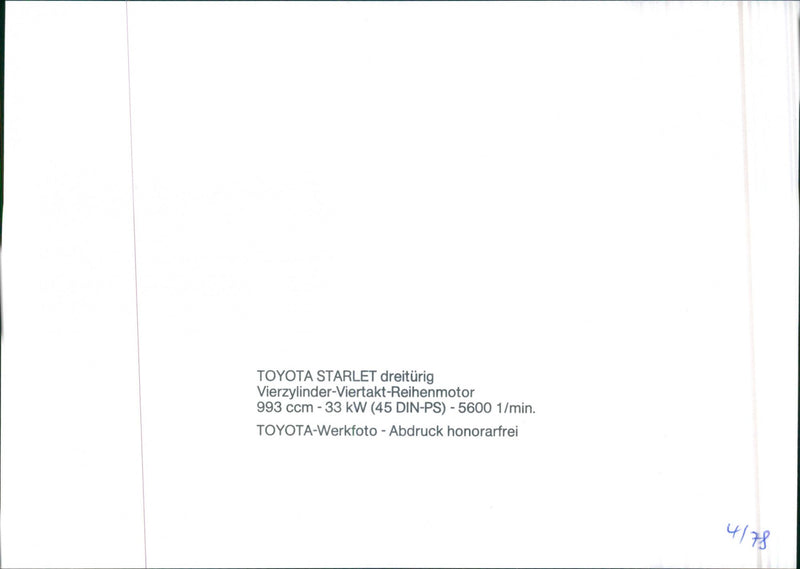 Toyota Starlet - Vintage Photograph