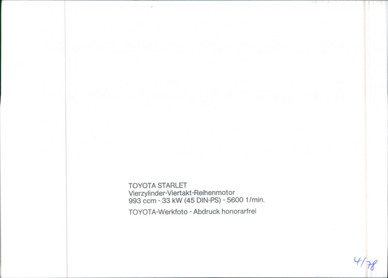 Toyota Starlet - Vintage Photograph
