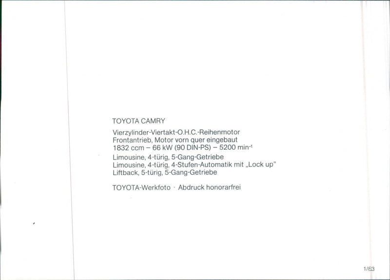 Toyota Camry - Vintage Photograph