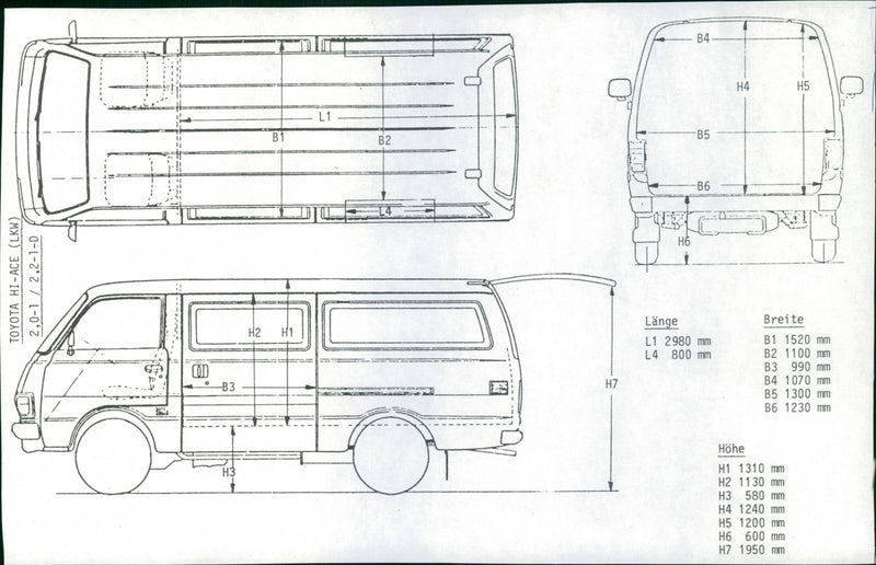 A sketch of  Toyota Lite-Ace body - Vintage Photograph