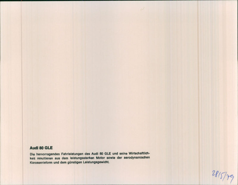 Audi 80 GLE - Vintage Photograph