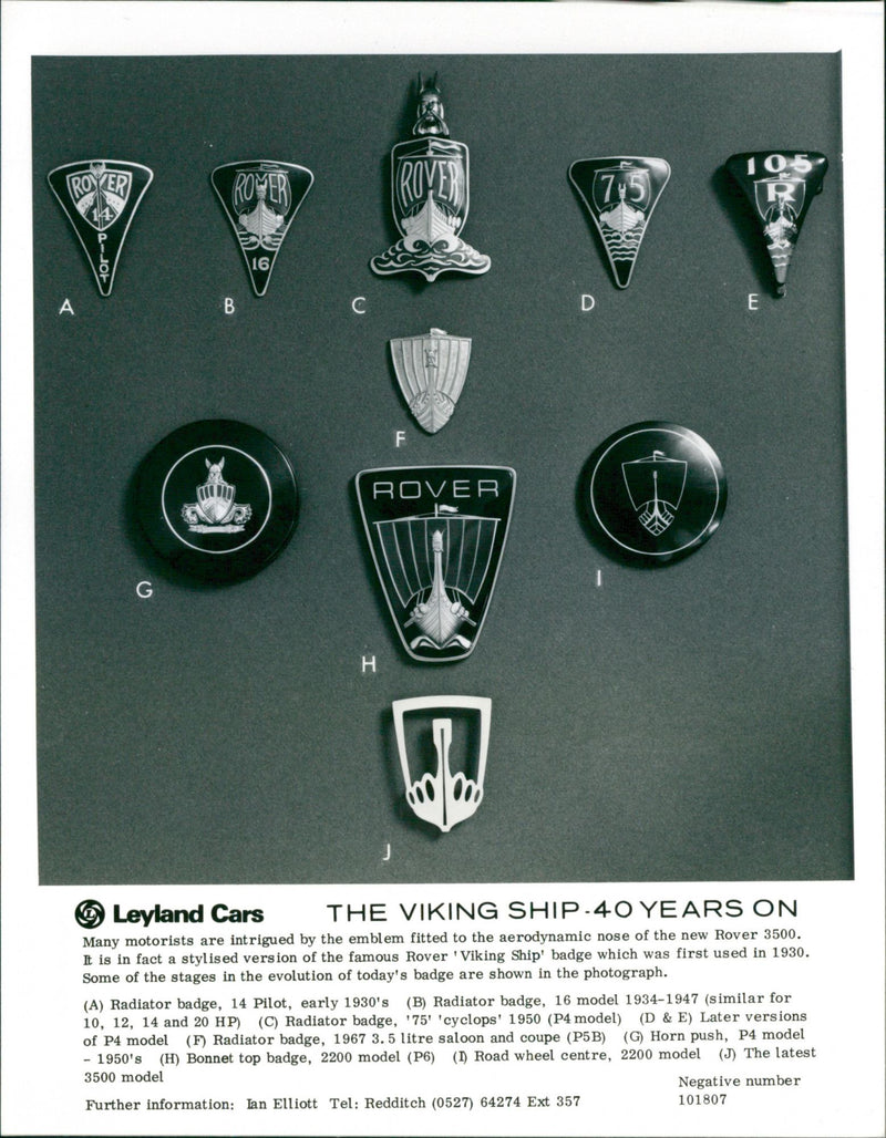 Rover 'Viking Ship' badges - Vintage Photograph