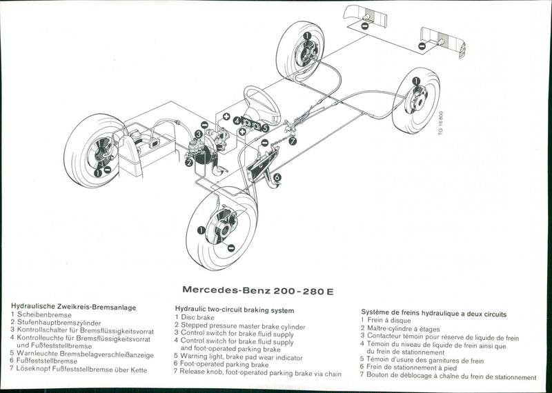 Mercedes-Benz 200-280 E Hydraulic Two-Circuit Braking System - Vintage Photograph