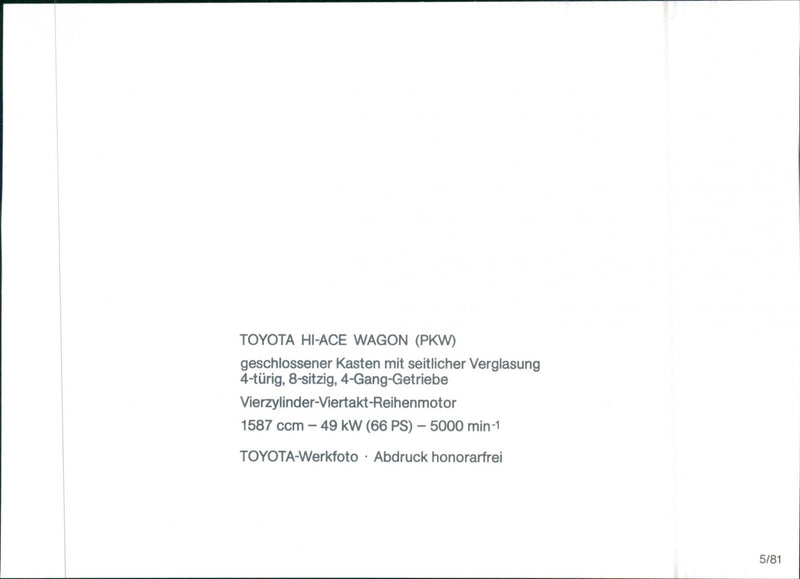 Toyota Hi-Ace Wagon - Vintage Photograph