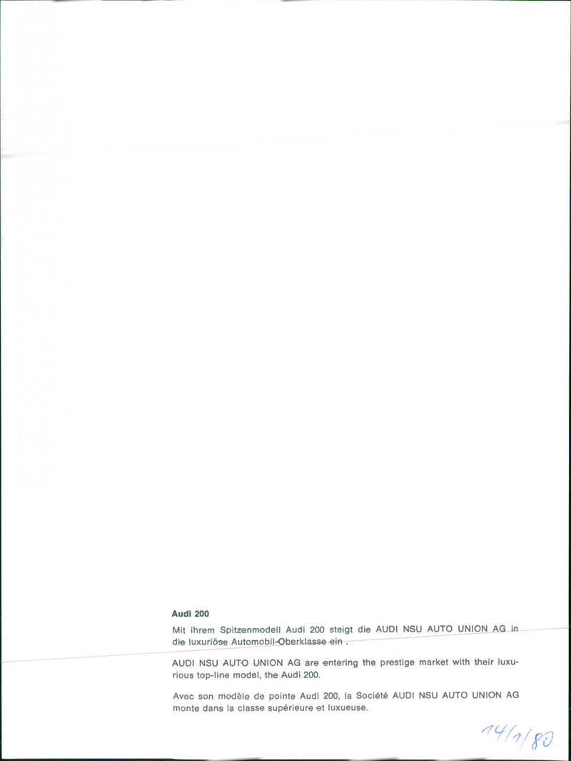 Audi 200 - Vintage Photograph