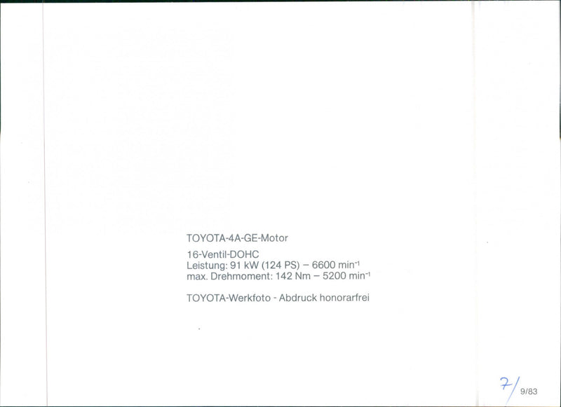 Toyota 4A GE Engine - Vintage Photograph