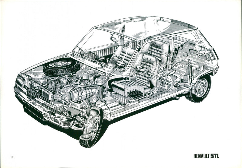 A cross-section of the Renault 5 TL automobile - Vintage Photograph