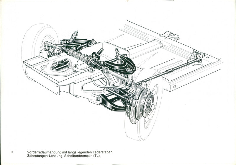 Renault 5 automobile's front suspension mechanism - Vintage Photograph