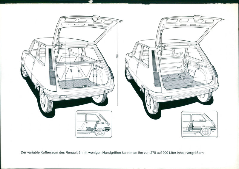 A view of Renault 5 automobile's trunk - Vintage Photograph