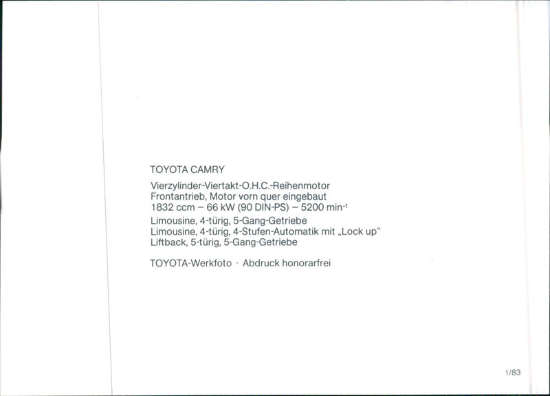 Toyota Camry - Vintage Photograph