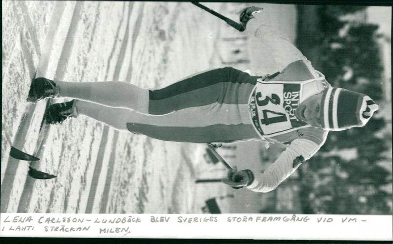 Lena Carlsson-Lundbäck cross-country skis - Vintage Photograph