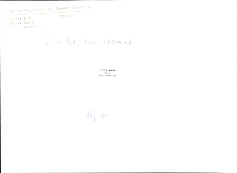 Karin Wistrand, Lolita Pop Concert Universe - Vintage Photograph