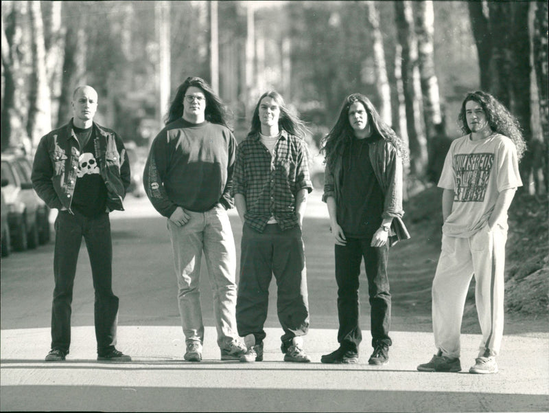 Meshuggah. Jens Kidman, Peter Nordin, Fredric Thordendal, Mårten Hagström and Tomas Haake - Vintage Photograph