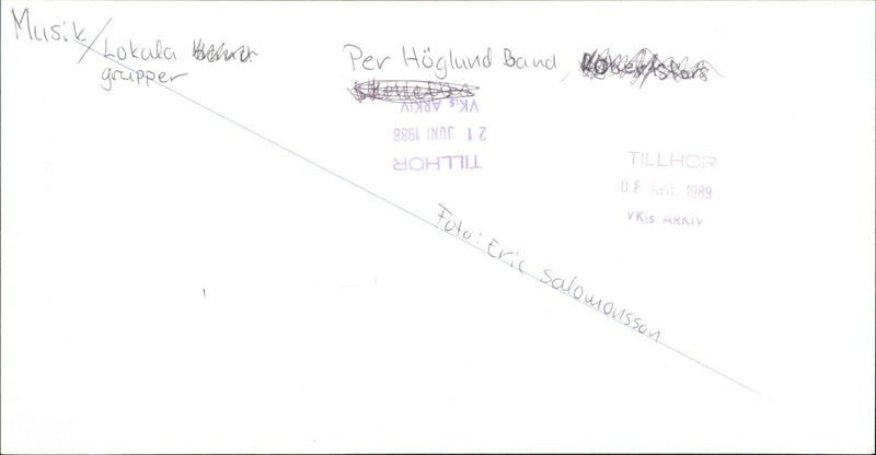 1988 GROUPS MUSIC BAND PER SEX ERIC RESTED AVAILABLE VKS ADITY SALOMONSSON HOGLU - Vintage Photograph