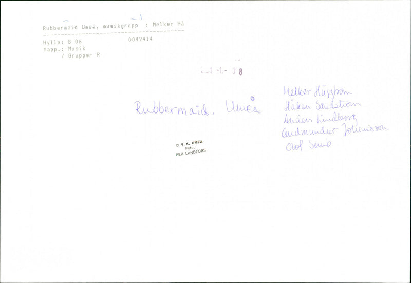 GROUPS MUSIC HAKAN MELKER SEMB WWW ANDMUNDUR PER HIDLE UUES ROTH - Vintage Photograph