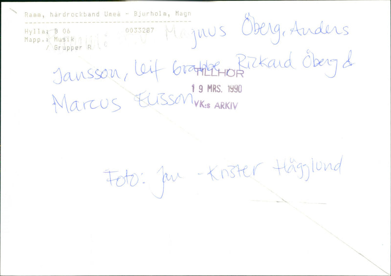 GOUPS MUSIC GAME JUUS EUPPE DOCKBAND USIK BJUHOLT MACOS HAG LEIF JANSSON - Vintage Photograph