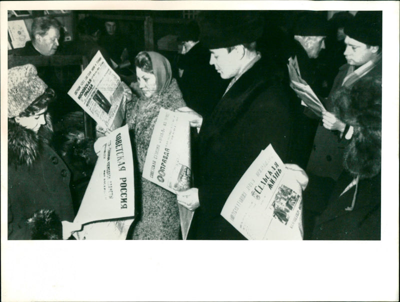 Soviet newspapers with news about the unmanned moon landing with Luna 9 - Vintage Photograph