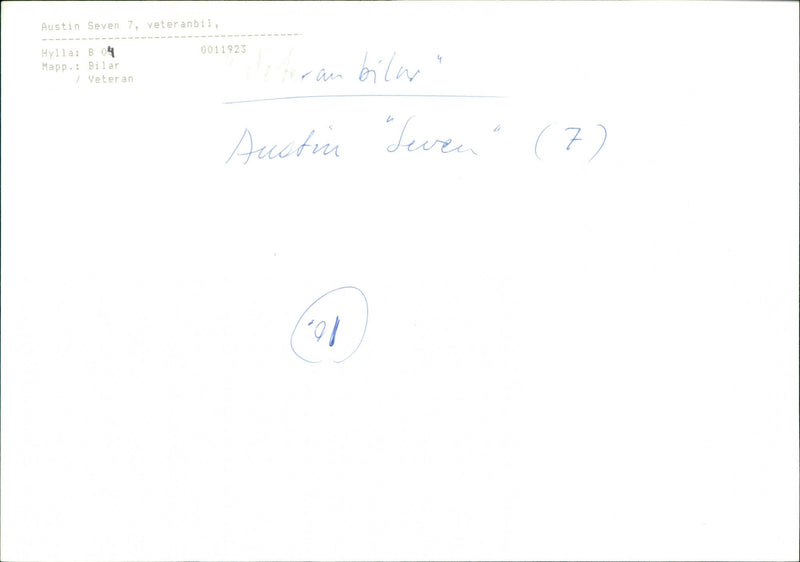 Austin Seven 7 - Vintage Photograph