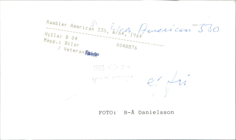 Rambler American 330, m64, 1964 - Vintage Photograph