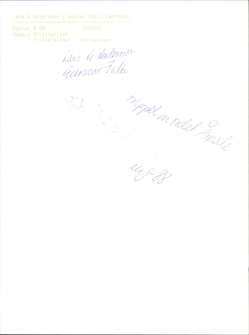 TRIPLE HAS HOPEL MURDER ALFS ANDERSSON FOLDER AND FALK MAAR LARS GUNN MODEL - Vintage Photograph