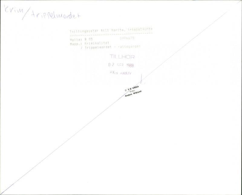 1988 TRIPLE MARITA GANG TWIN SISTER ARCHIVE MURDER OVK UMEA TRI ROTH - Vintage Photograph
