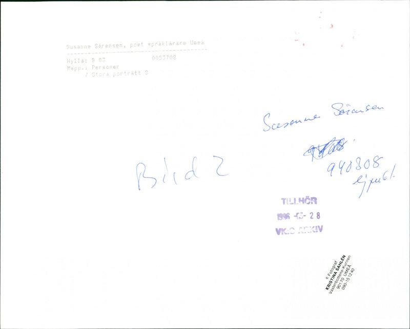 Susanne Sörensen, poet - Vintage Photograph