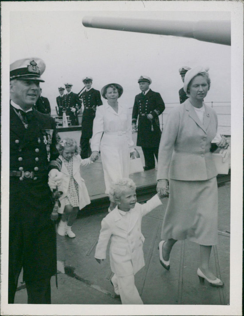 Princess Sibylla and Prince Carl Gustaf visit the cruiser Gotland - Vintage Photograph