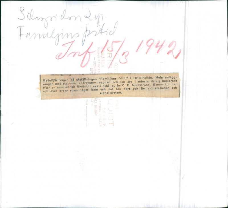 Modelljärnvägen på utställningen "Familjens fritid" i HSB-hallen - Vintage Photograph