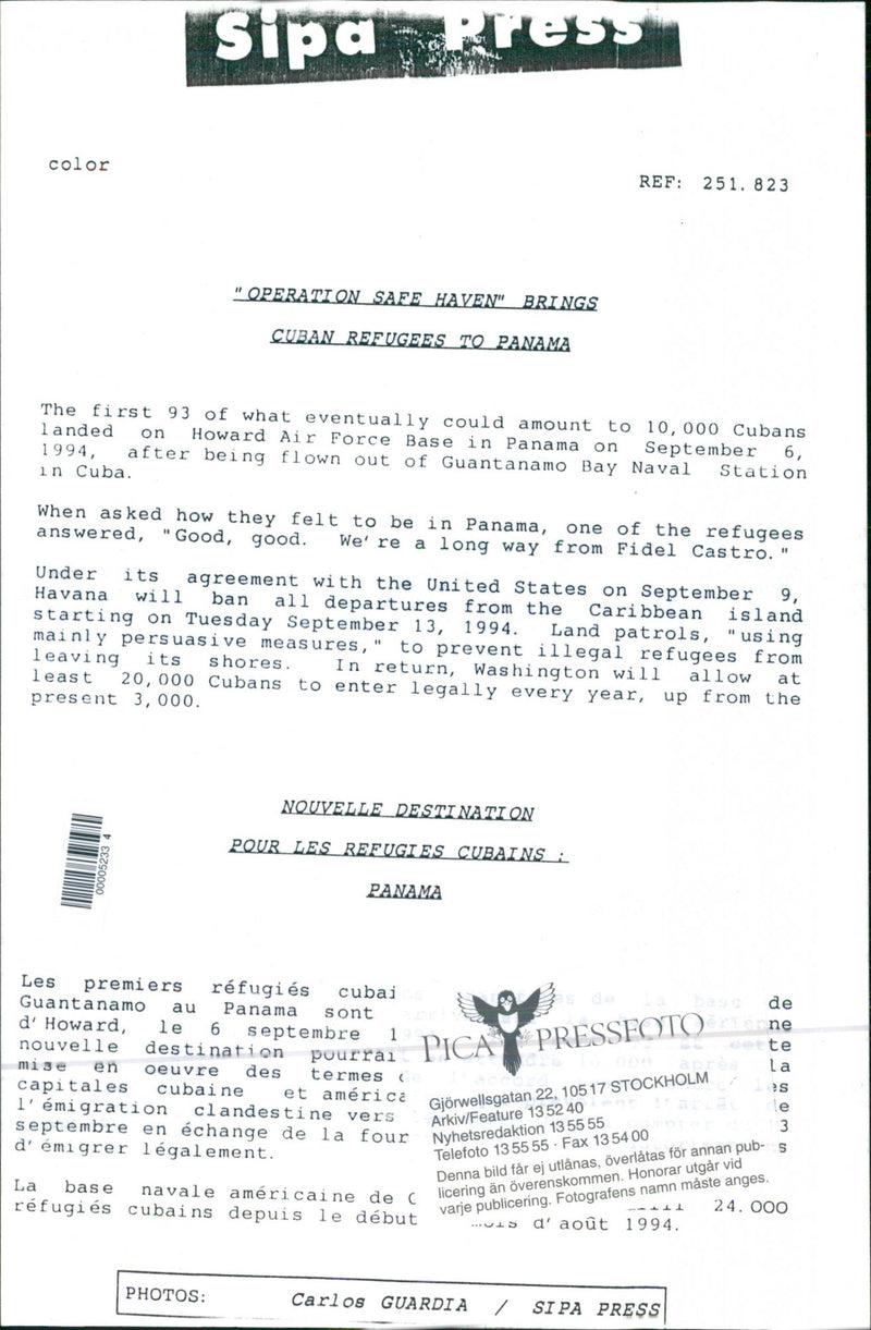 En välkomstskylt i Panama för kubanska flyktingars ankomst - Vintage Photograph