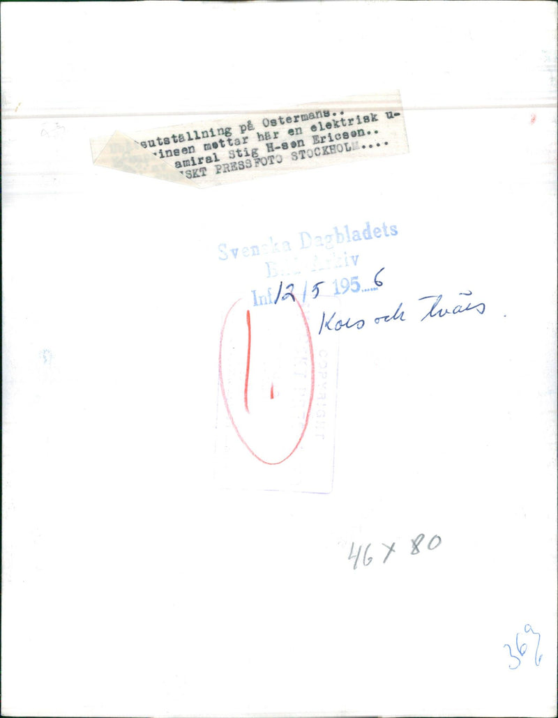 Ubåtsuställning. Crown Prince Carl Gustaf receives an electric submarine model by Admiral Stig H: son Ericson - Vintage Photograph